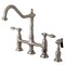 Kingston Brass KS1278TALBS Tudor Bridge Kitchen Faucet W/ Brass Sprayer, Nickel KS1278TALBS - alternate 1